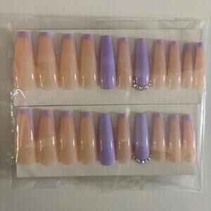 PRESS ON NAILS LAVENDER PURPLE FRENCH TIP